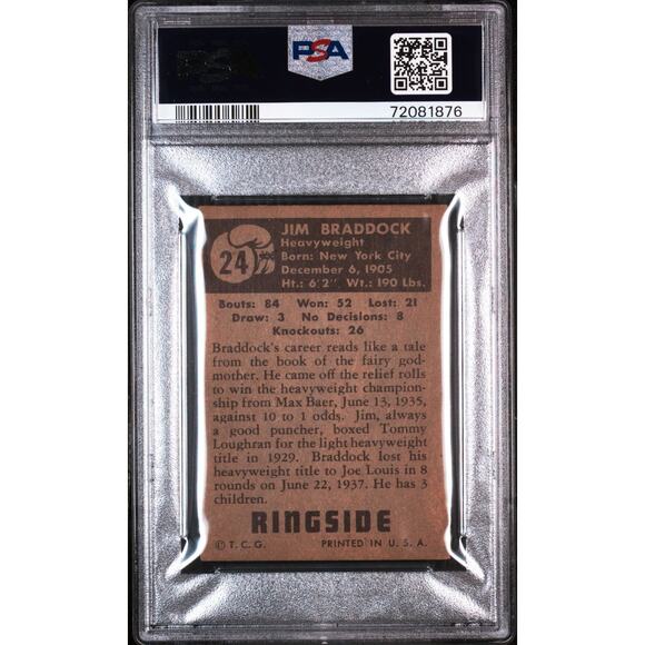 1951 Topps Ringside James Braddock PSA 4 Cinderella Man Heavyweight Champion - Picture 3 of 4